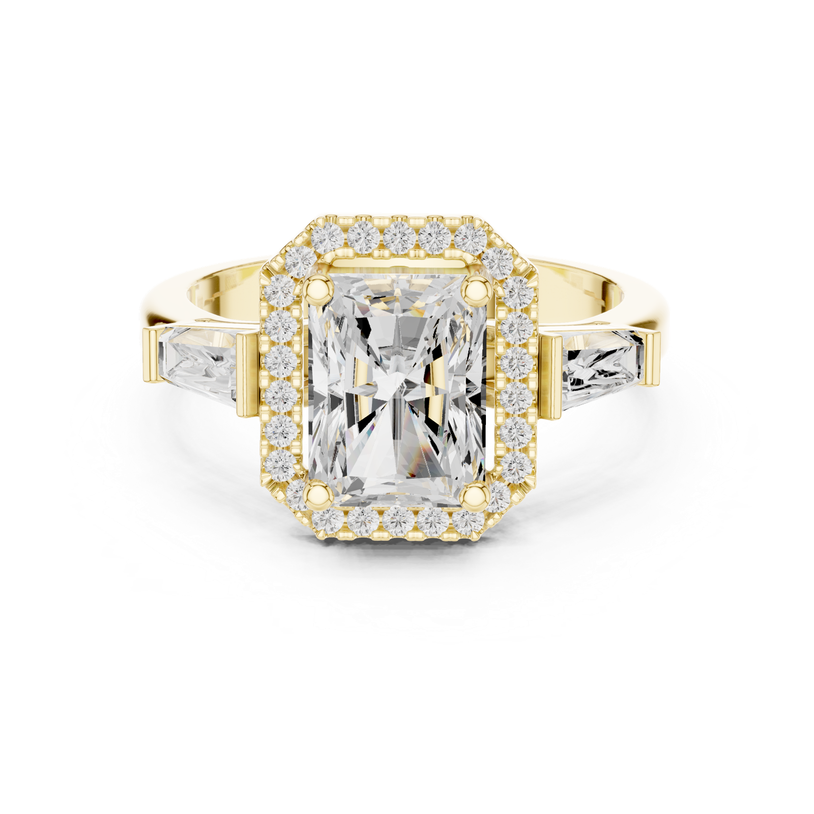 Gold Ring DDLR-342, Radiant center stone, Yellow Gold, view 4