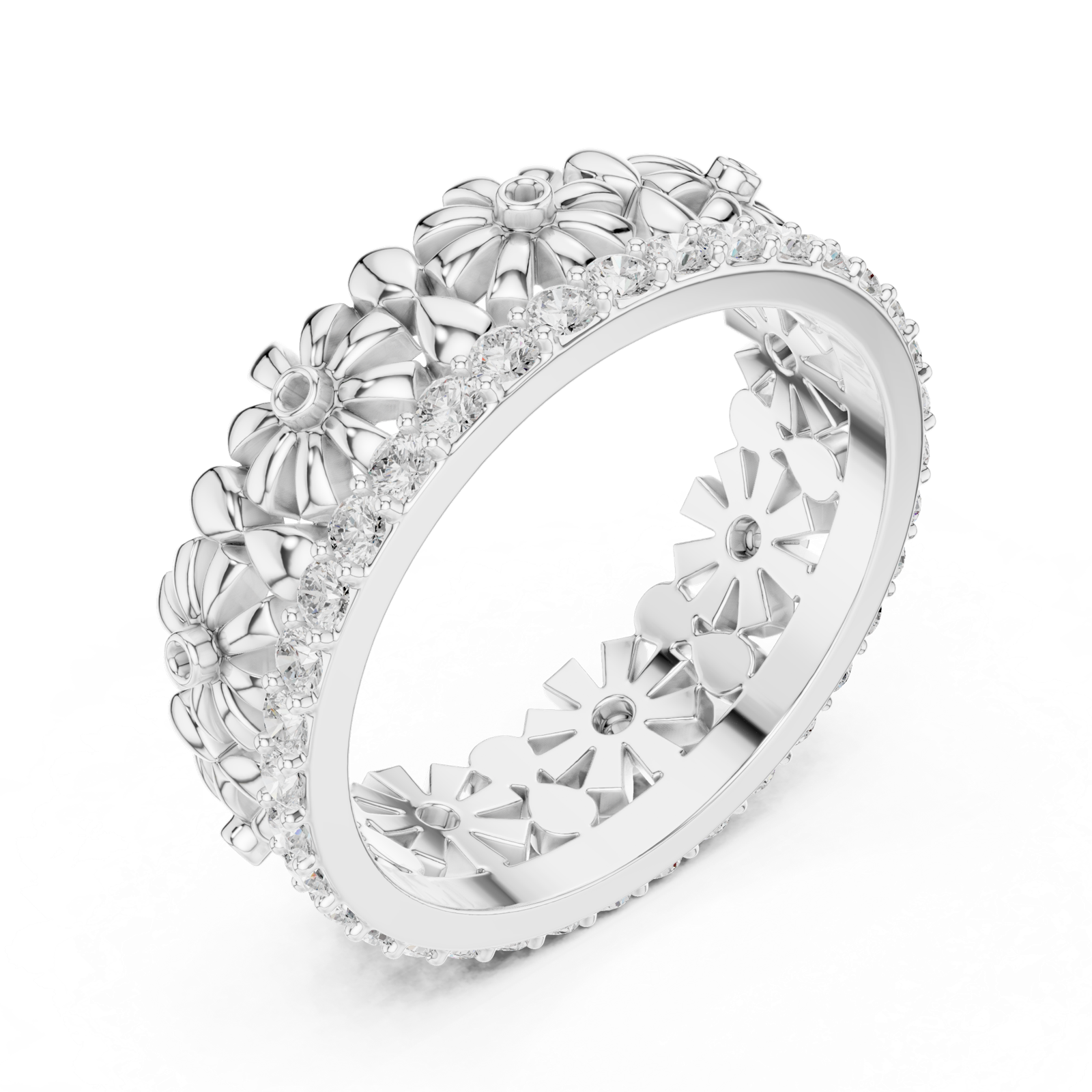 Gold Ring R42, White Gold, view 2