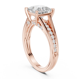 Gold Ring DDLR-253, Princess center stone, Rose Gold, view 1