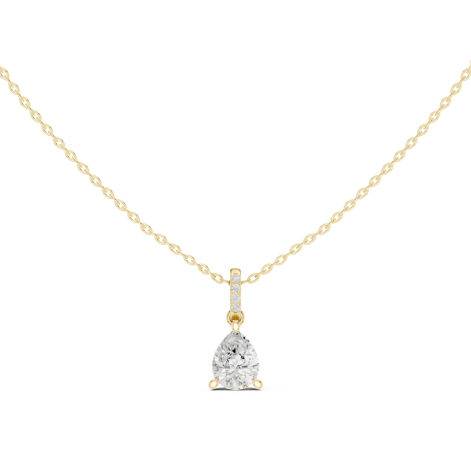 Gold Jewelry DDPO-009, Pear center stone, Yellow Gold, view 4