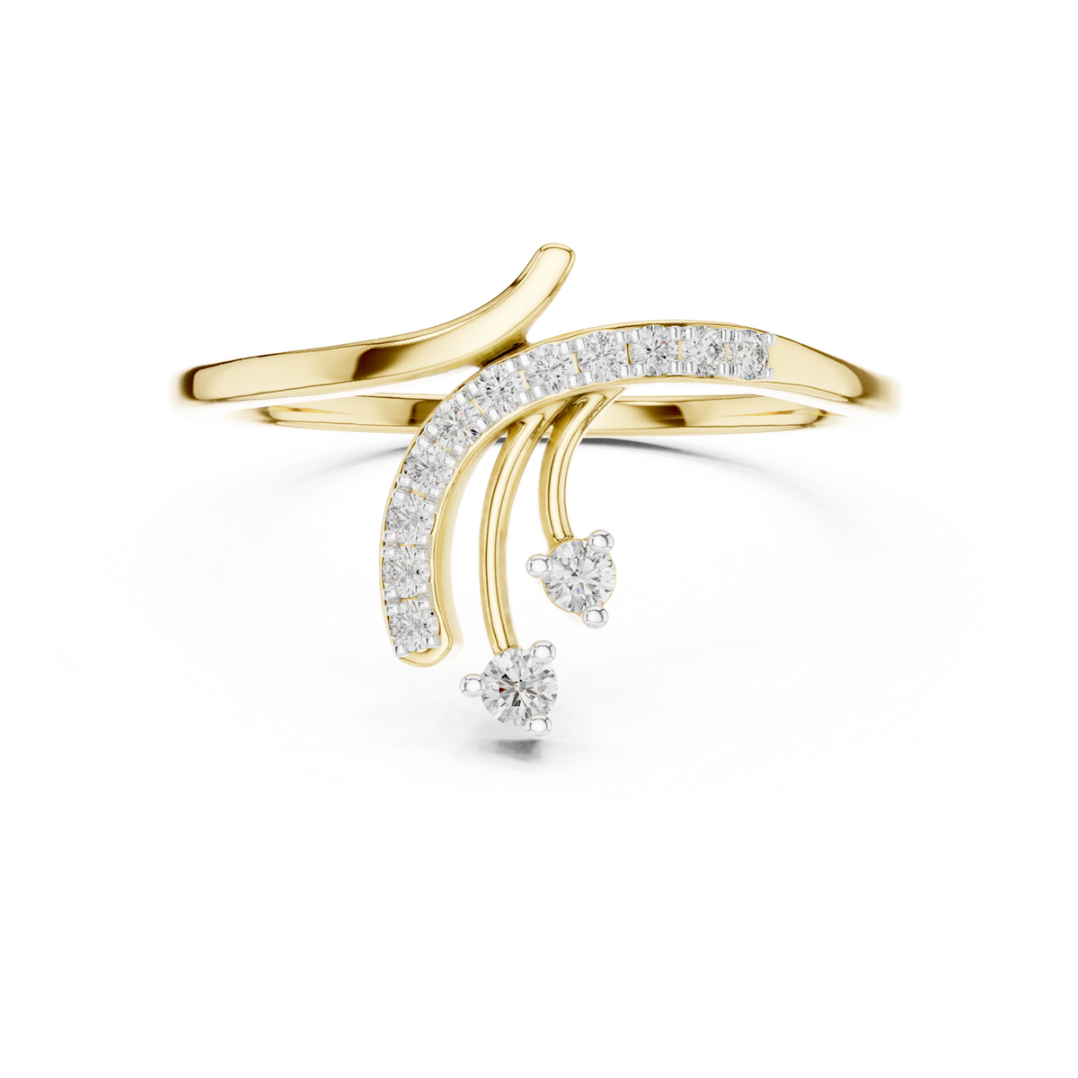 14K Solid Gold Lab Diamond Twist Ring, Yellow Gold