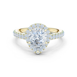 Gold Ring DDLR-118, Pear center stone, Yellow Gold