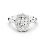 Gold Ring DDLR-338, Oval center stone, White Gold