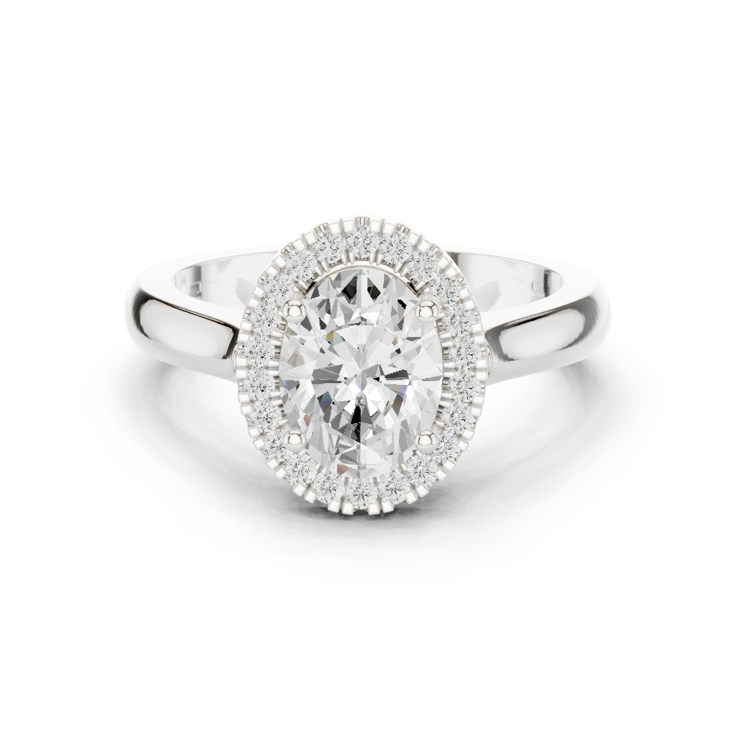 Gold Ring DDLR-338, Oval center stone, White Gold