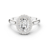 Gold Ring DDLR-338, Oval center stone, White Gold