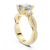 Gold Ring, Asscher center stone, Yellow Gold, view 1