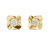 14K Solid Gold Lab Diamond Stud Earrings, Yellow Gold, view 4