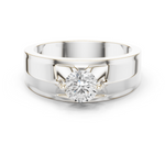 14K Solid Gold Lab Diamond Solitaire Ring, White Gold