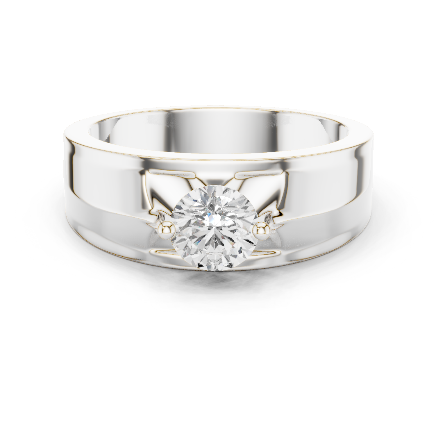 14K Solid Gold Lab Diamond Solitaire Ring, White Gold