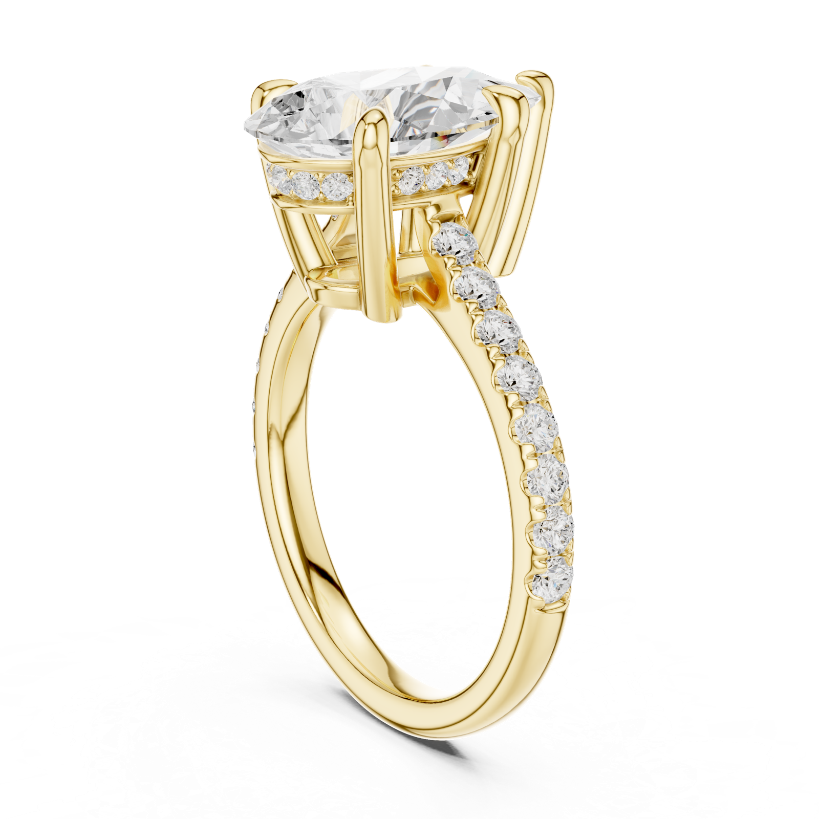 Gold Ring DDLR-250, Pear center stone, Yellow Gold, view 1