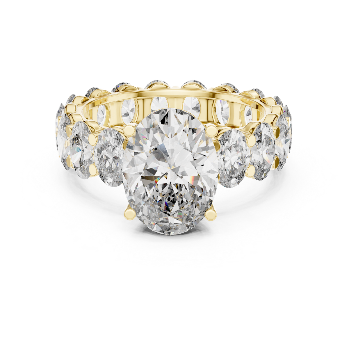 14K Solid Gold Lab Diamond Solitaire Ring, Yellow Gold