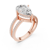 Gold Jewelry L36-13, Pear center stone, Rose Gold, view 2