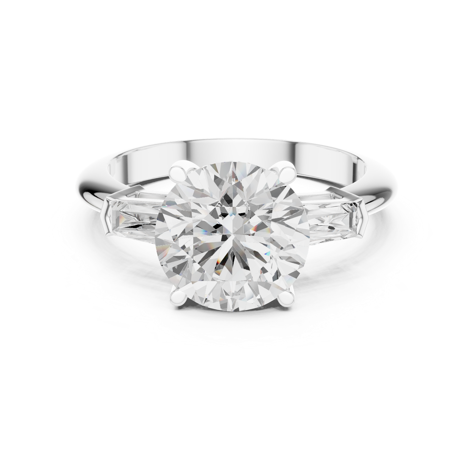 Gold Jewelry L35-67, Round center stone, White Gold, view 4