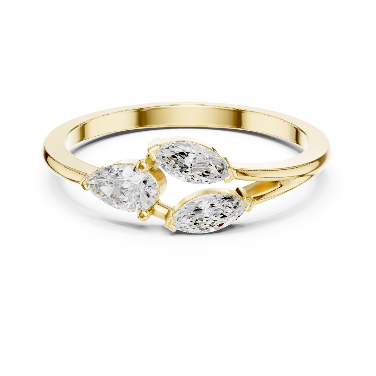 14K Solid Gold Lab Diamond Cluster Ring, Yellow Gold