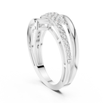 14K Solid Gold Lab Diamond Crossover Ring, White Gold, view 1
