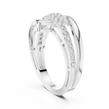 14K Solid Gold Lab Diamond Crossover Ring, White Gold, view 1