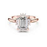 Gold Jewelry, Emerald center stone, Rose Gold, view 4