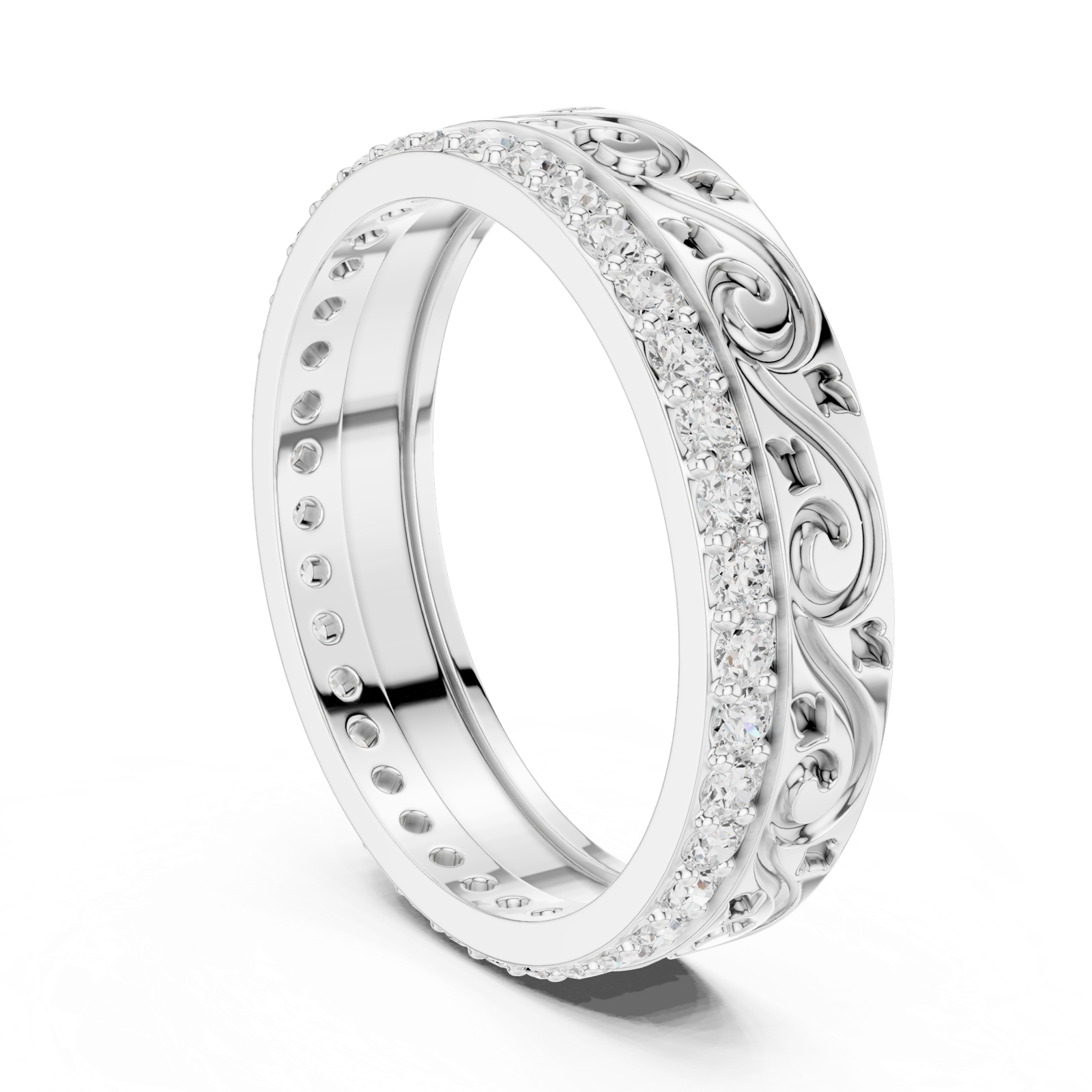 Gold Ring R22, White Gold, view 1