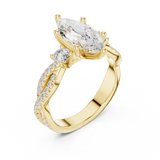 Gold Ring DDLR-281, Marquise center stone, Yellow Gold, view 2