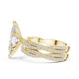 Gold Ring DDLR-300, Marquise center stone, Yellow Gold, view 3