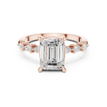Gold Ring, Emerald center stone, Rose Gold, view 4