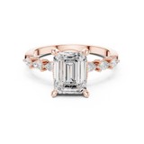 Gold Ring, Emerald center stone, Rose Gold, view 4