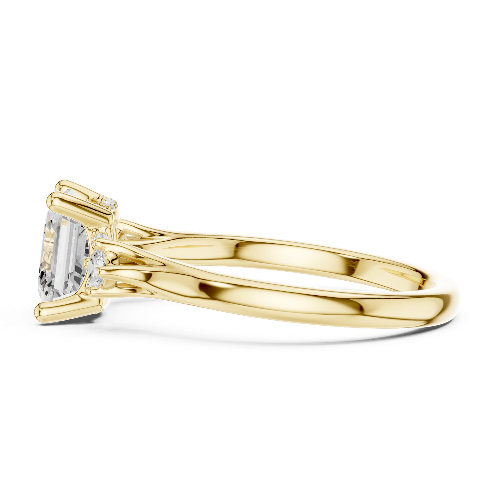 Gold Ring DDLR-164, Asscher center stone, Yellow Gold, view 3