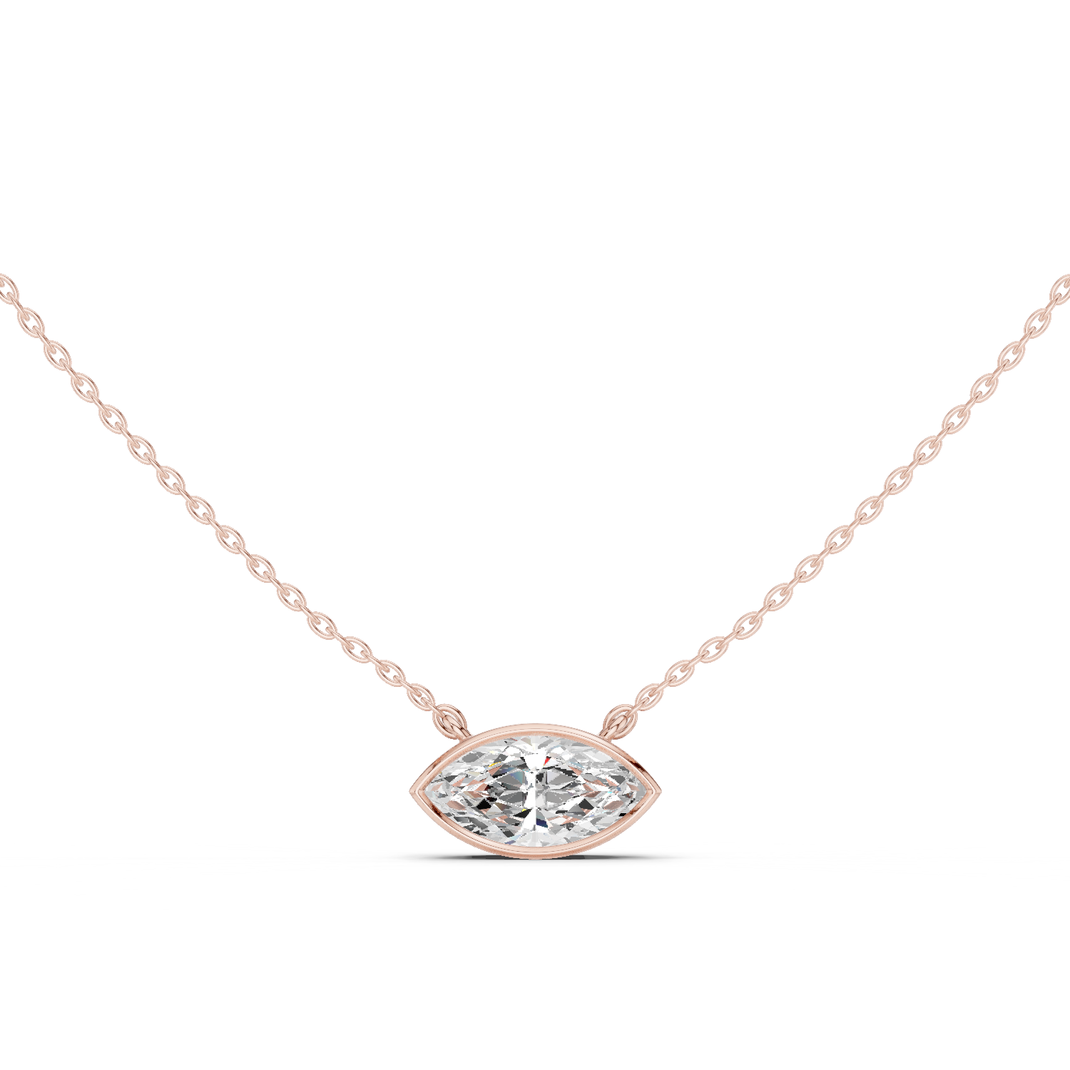 Gold Jewelry DDPO-007, Marquise center stone, Rose Gold