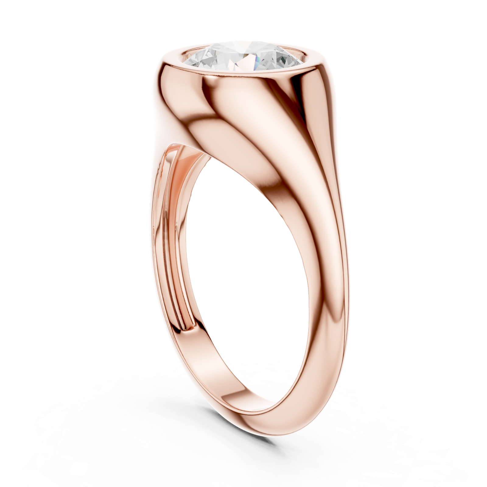 Gold Jewelry L36-4, Round center stone, Rose Gold, view 1