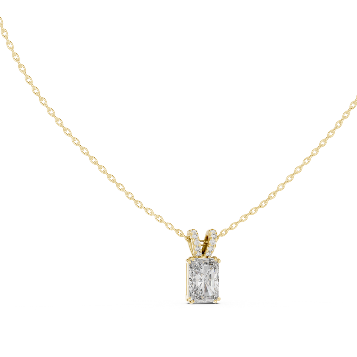 14K Solid Gold Lab Diamond Solitaire Pendant Necklace, Yellow Gold, view 1