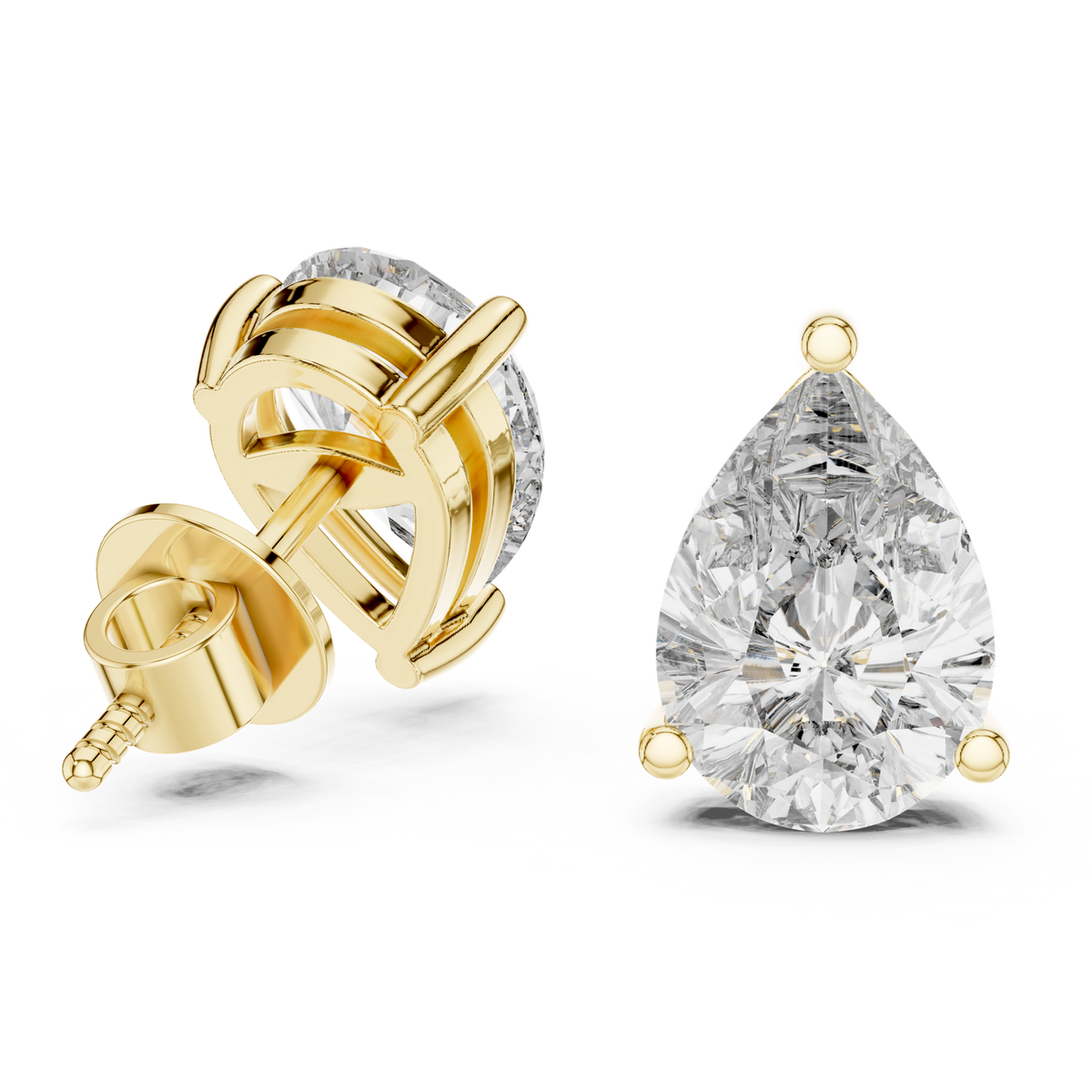 14K Solid Gold Lab Diamond Stud Earrings, Yellow Gold, view 1