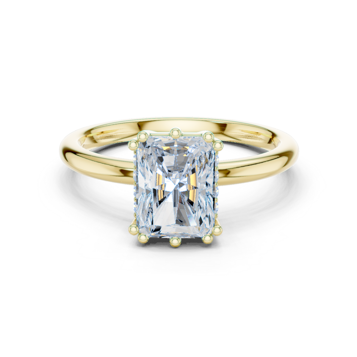 14K Solid Gold Lab Diamond Solitaire Ring, Yellow Gold