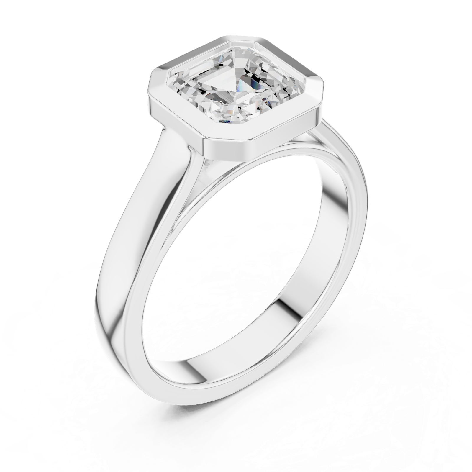 Gold Jewelry L36-3, Asscher center stone, White Gold, view 2