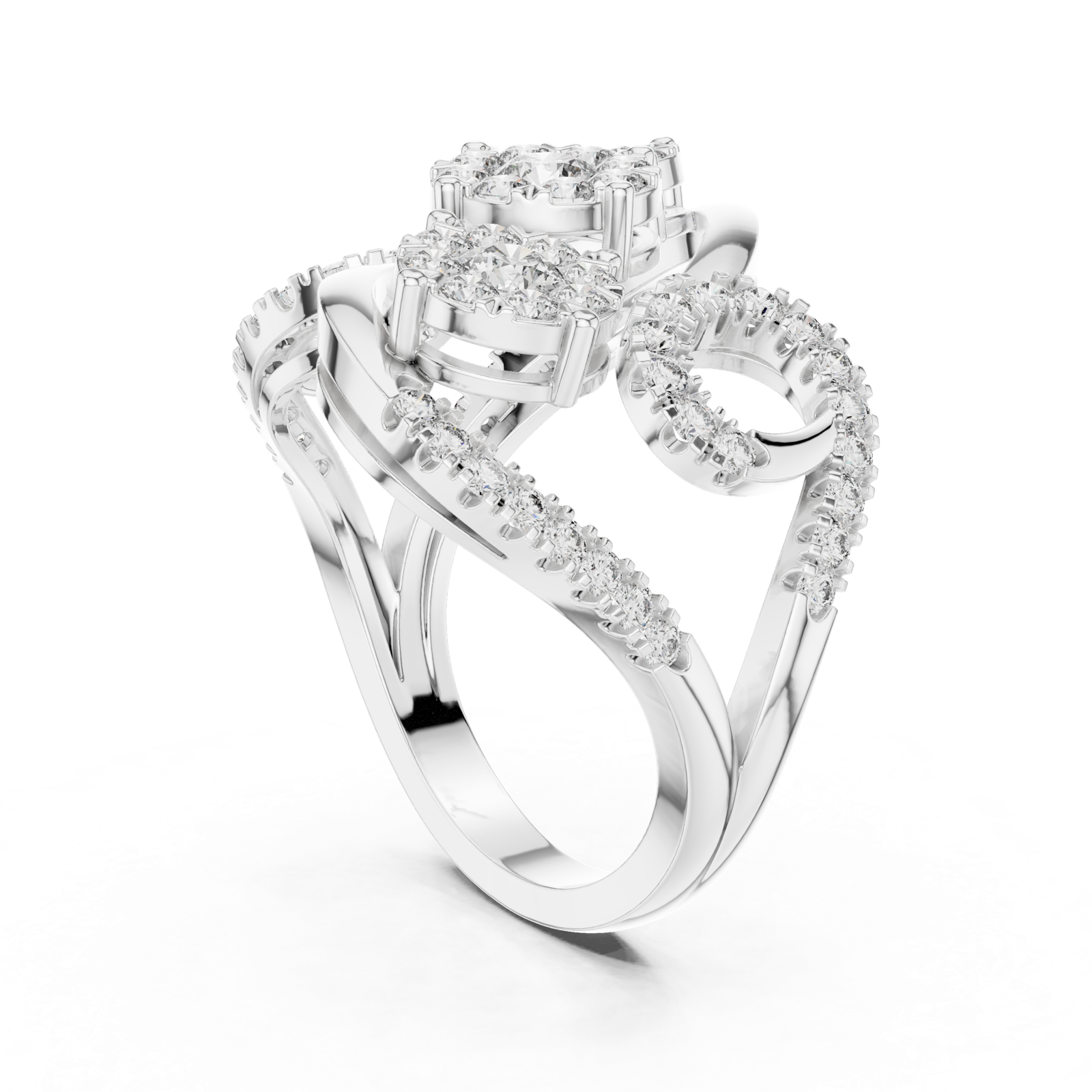 Gold Ring 19-120002L, White Gold, view 1