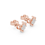 14K Solid Gold Lab Diamond Heart Stud Earrings, Rose Gold, view 1