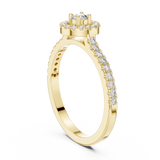14K Solid Gold Lab Diamond Halo Ring, Yellow Gold, view 1