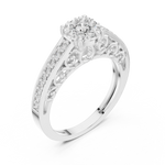 14K Solid Gold Lab Diamond Halo Ring, White Gold, view 2
