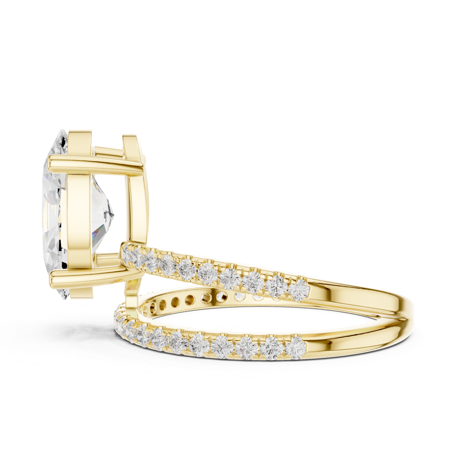 Gold Jewelry L35-39, Oval center stone, Yellow Gold, view 3