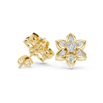 14K Solid Gold Lab Diamond Flower Cluster Earrings, Yellow Gold, view 1