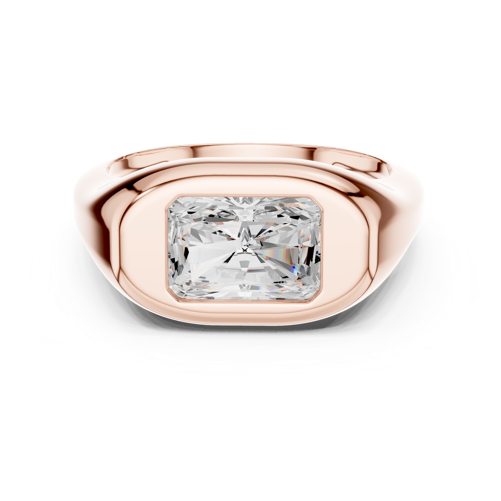 Gold Jewelry L36-4, Radiant center stone, Rose Gold, view 4