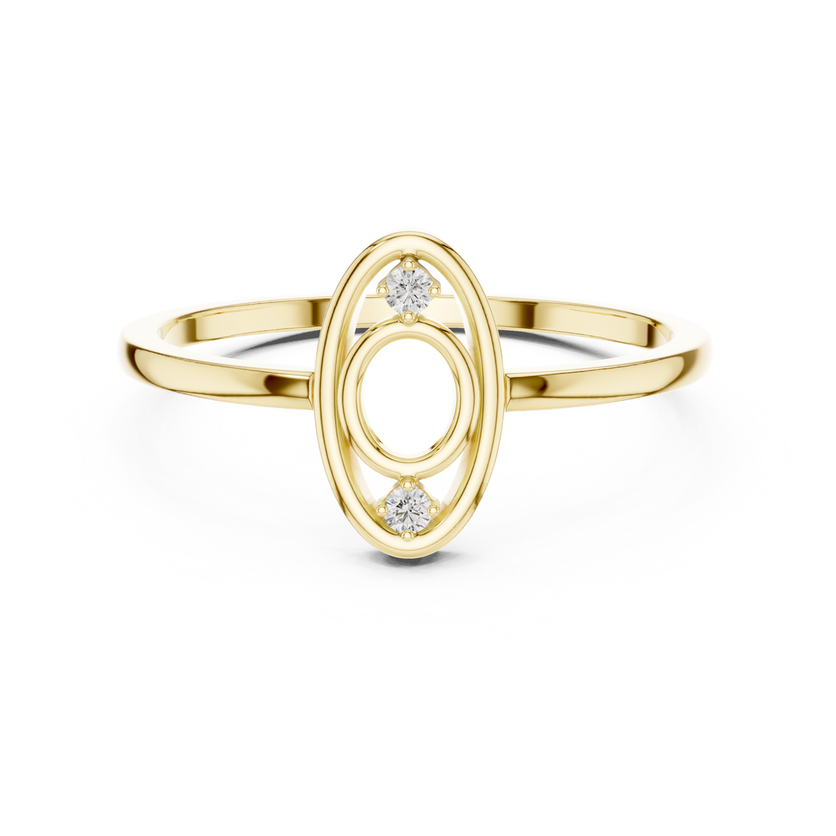 14K Solid Gold Lab Diamond Cluster Ring, Yellow Gold