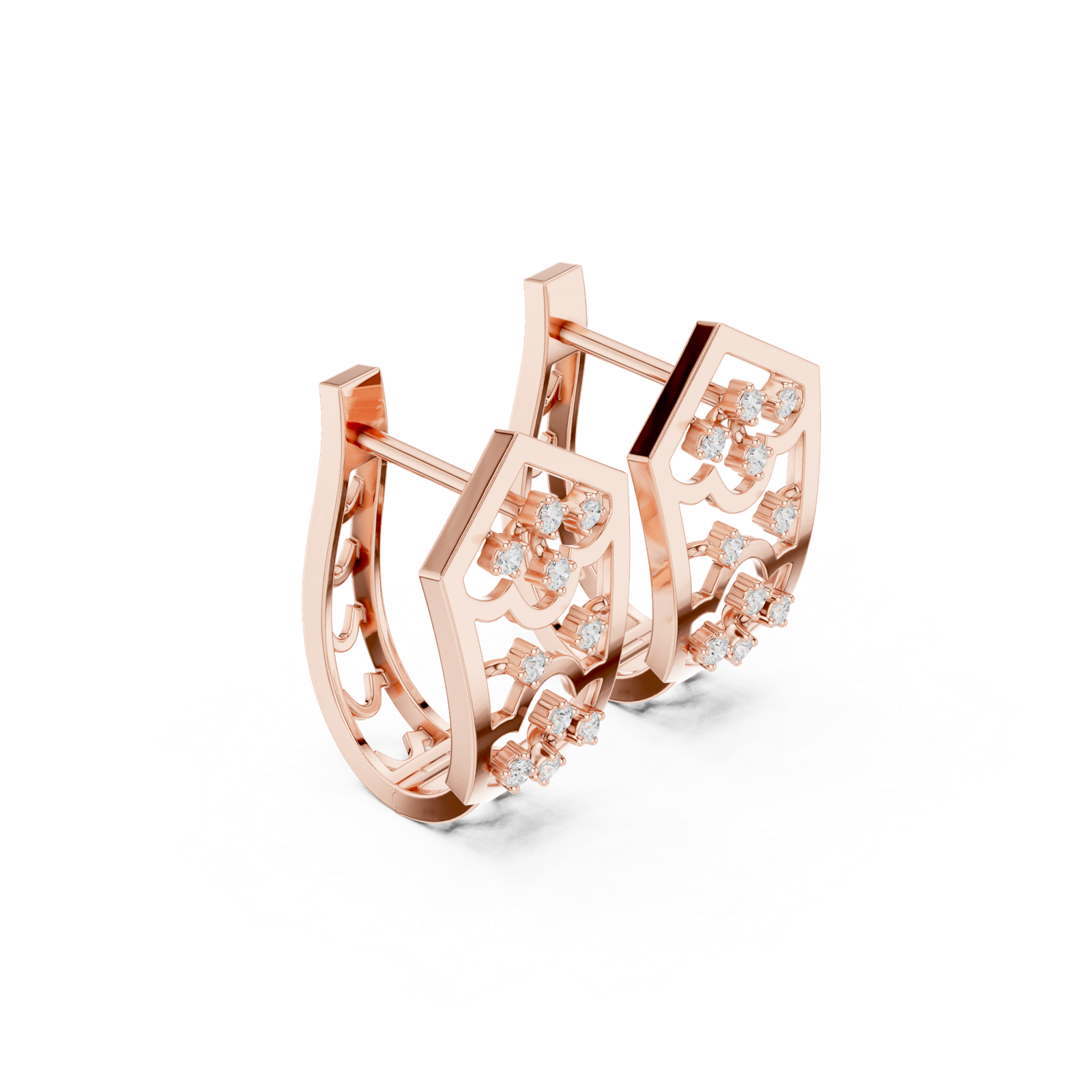 14K Solid Gold Lab Diamond Cluster Earrings, Rose Gold, view 1