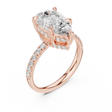 Gold Ring DDLR-259, Pear center stone, Rose Gold, view 2