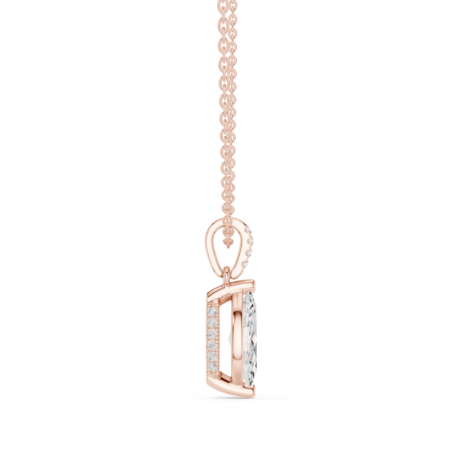 Gold Jewelry DDPO-009, Marquise center stone, Rose Gold, view 3