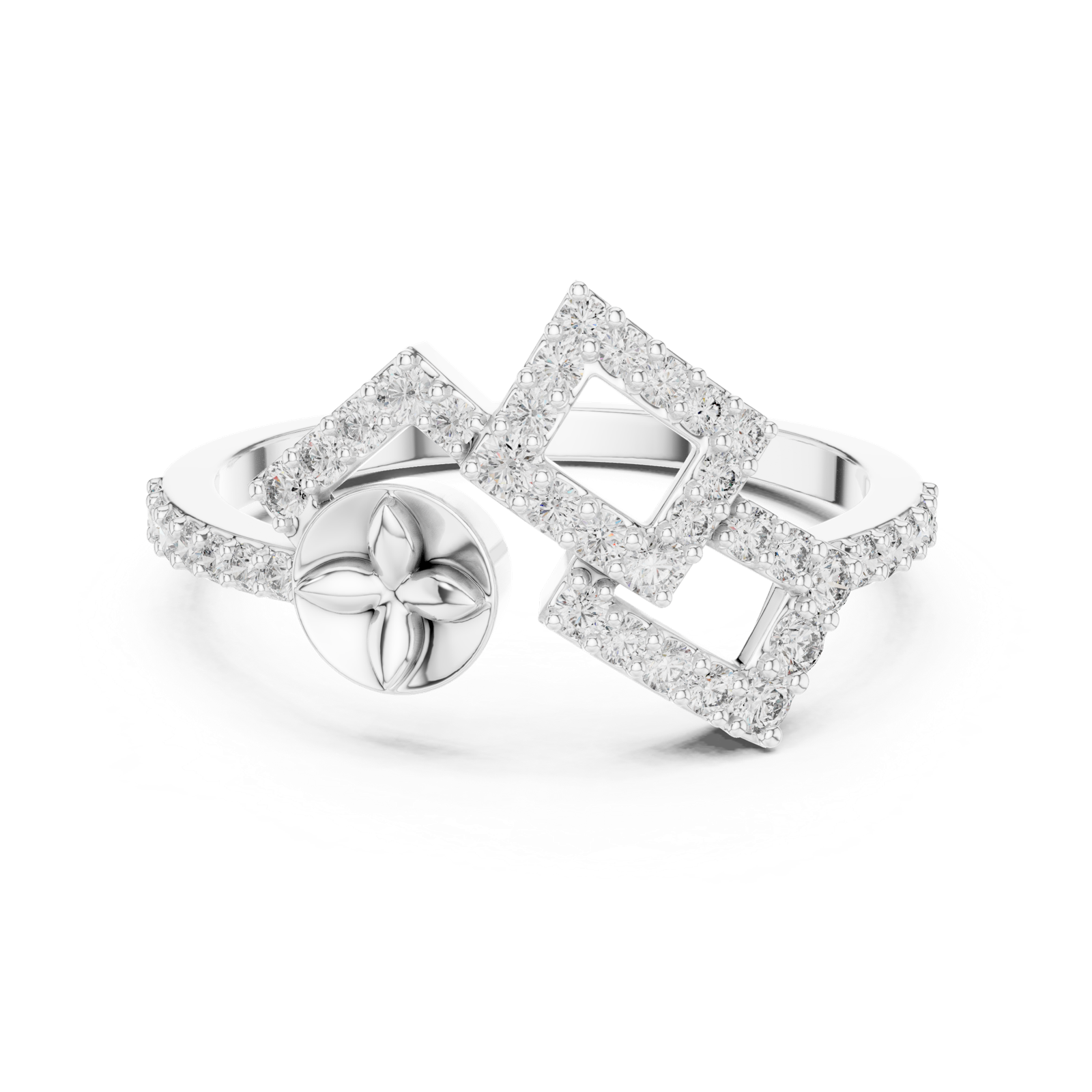 Gold Ring LR-01 (58), White Gold, view 4