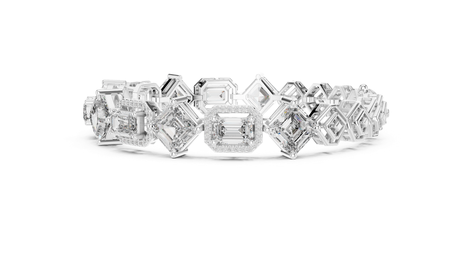 14K Solid Gold Lab Diamond Bracelet, White Gold, view 3