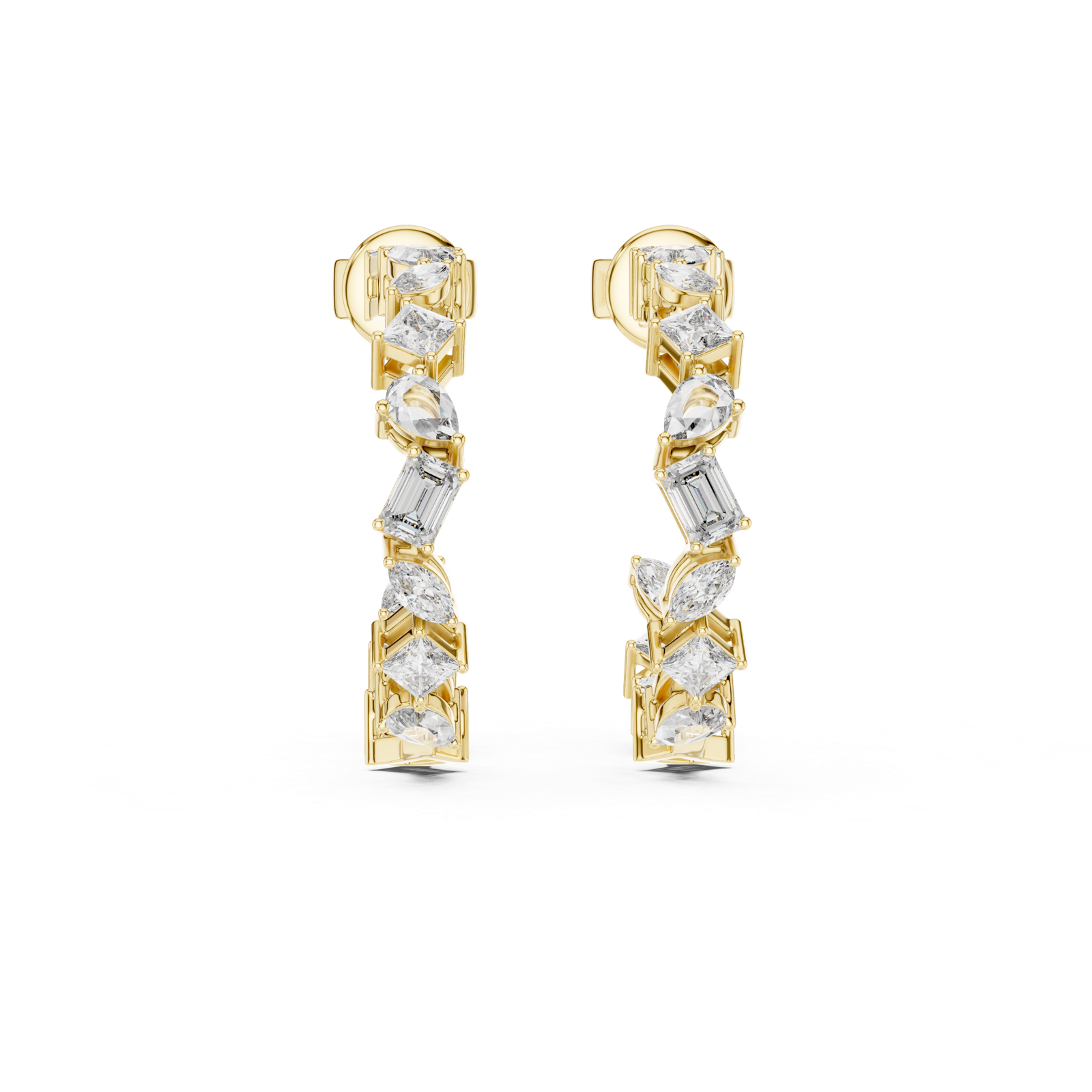 14K Solid Gold Lab Diamond Huggie Earrings, Yellow Gold