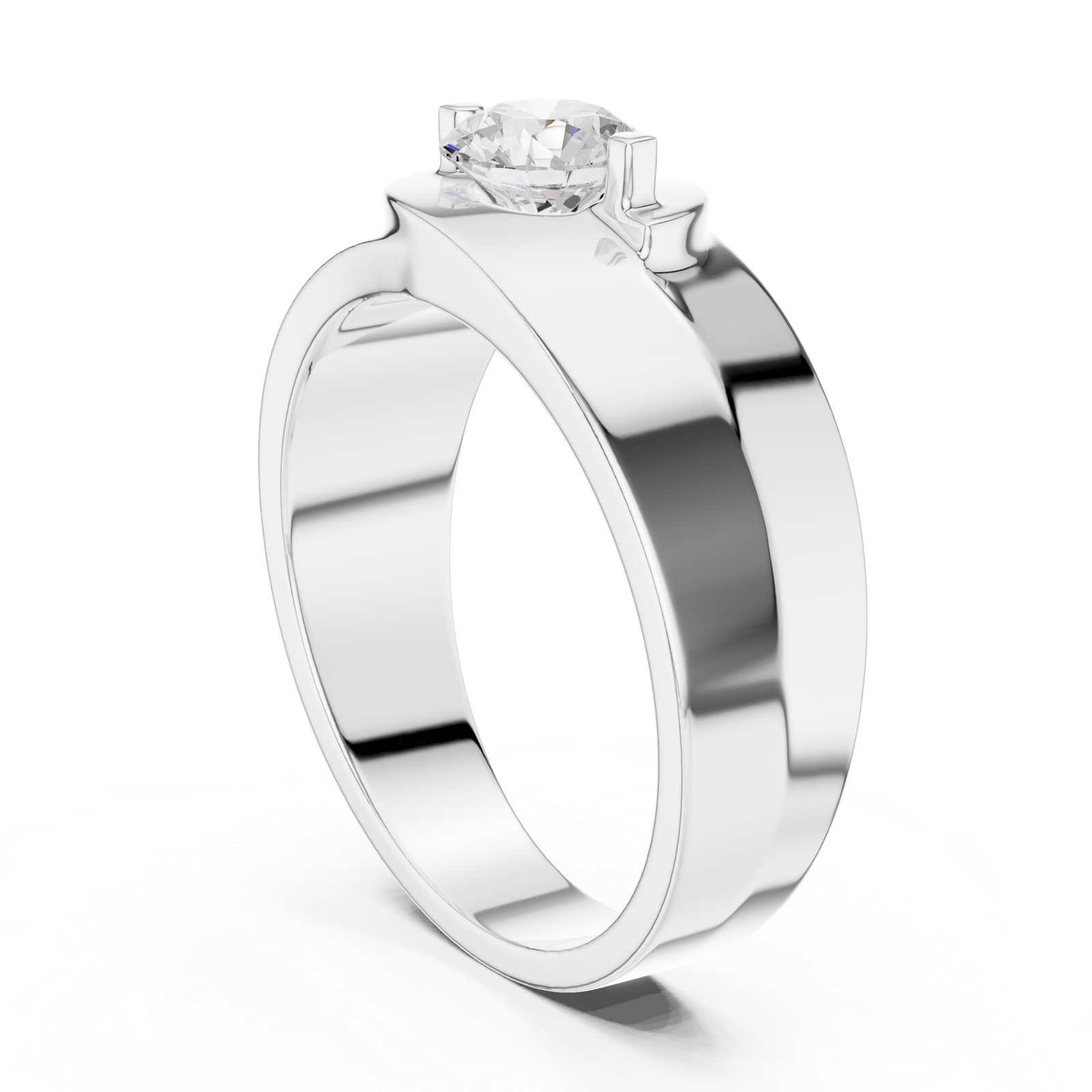 14K Solid Gold Lab Diamond Solitaire Ring, White Gold, view 1