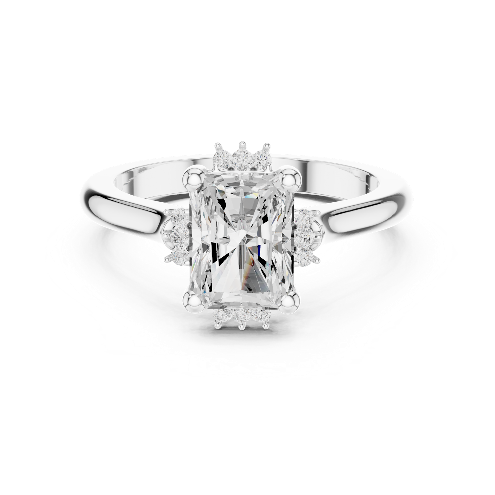 Gold Jewelry L35-123, Radiant center stone, White Gold, view 4