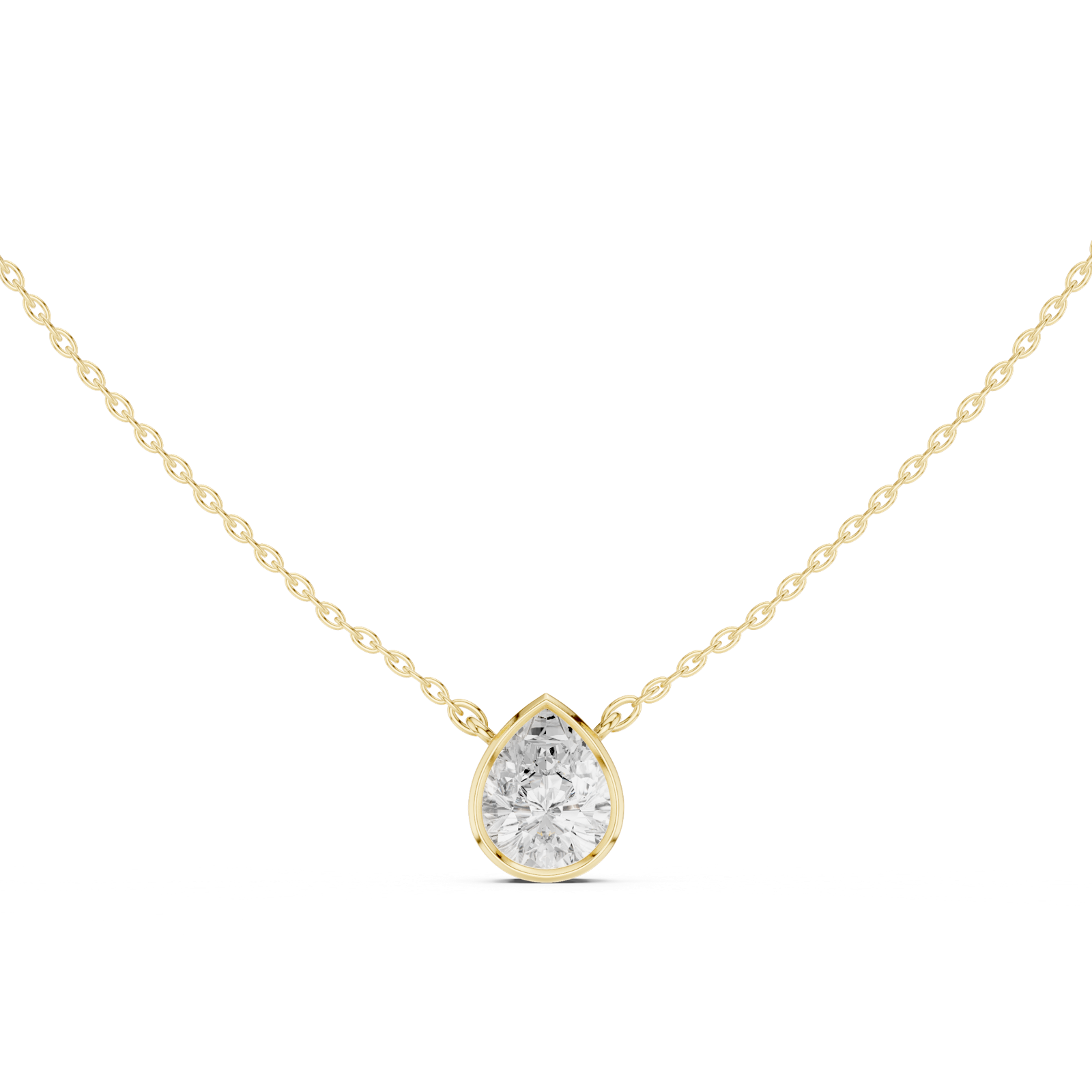 Gold Jewelry DDPO-007, Pear center stone, Yellow Gold, view 4